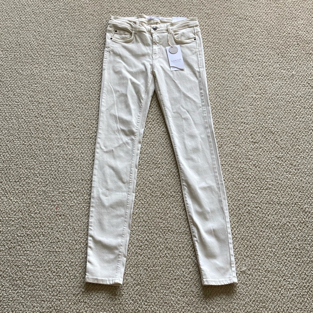 NEW ZARA Trafaluc Denim SuperSoft Body Curves Tan Khaki Pants US Size 6 NWT